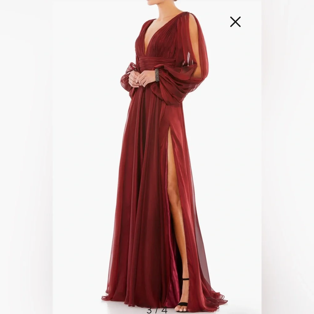 Mac Duggal Burgundy Red Maxi Evening Gown - Picture 6 of 10